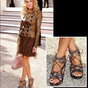 New Nicholas Kirkwood Carrie Bradshaw SATC platform lace up mesh cutout heels